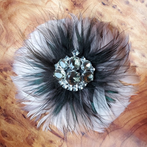 🎉💄TAKE IT SALE💋🥂Vintage Feather and Gem Brooch - Picture 1 of 3